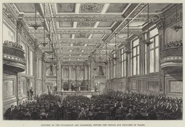 Konzert in den Piccadilly Art Galleries, vor dem Prinzen und der Prinzessin von Wales